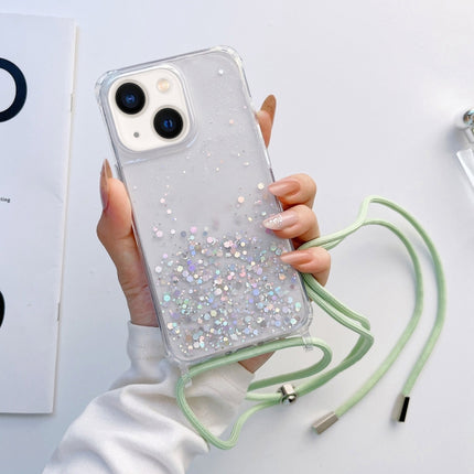 Lanyard Glitter Epoxy Clear Phone Case, For iPhone 14, For iPhone 14 Plus, For iPhone 14 Pro