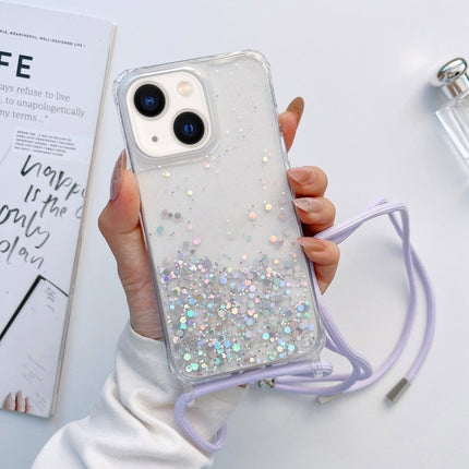 Lanyard Glitter Epoxy Clear Phone Case, For iPhone 14, For iPhone 14 Plus, For iPhone 14 Pro