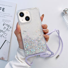 Lanyard Glitter Epoxy Clear Phone Case, For iPhone 14, For iPhone 14 Plus, For iPhone 14 Pro, For iPhone 14 Pro Max