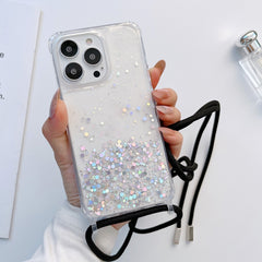 Lanyard Glitter Epoxy Clear Phone Case, For iPhone 14, For iPhone 14 Plus, For iPhone 14 Pro, For iPhone 14 Pro Max