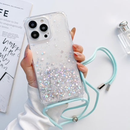 Lanyard Glitter Epoxy Clear Phone Case, For iPhone 14, For iPhone 14 Plus, For iPhone 14 Pro