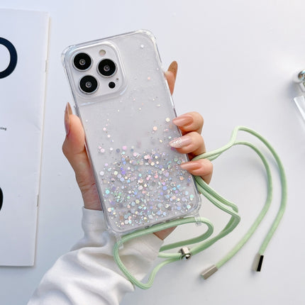 Lanyard Glitter Epoxy Clear Phone Case, For iPhone 14, For iPhone 14 Plus, For iPhone 14 Pro