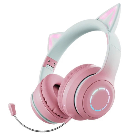 BT029C RGB Dual Modes Cat Ear Wireless Bluetooth Headphone