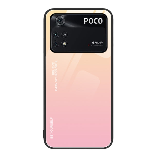 Gradient Color Glass Case, For Xiaomi Poco M4 Pro 4G