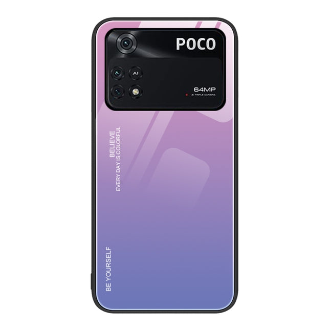 Gradient Color Glass Case, For Xiaomi Poco M4 Pro 4G