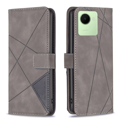 Magnetic Buckle Rhombus Texture Leather Phone Case, For Realme C30