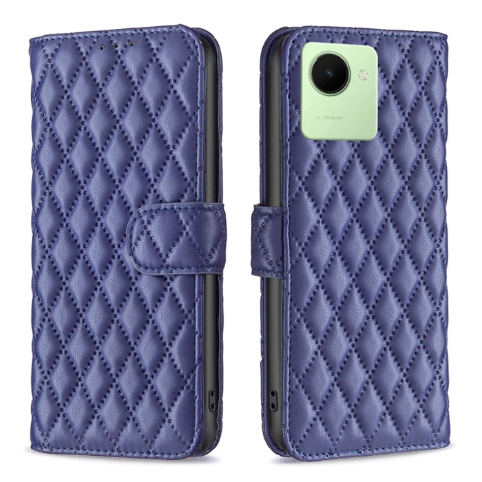 Diamond Lattice Wallet Leather Flip Phone Case, For Realme C30