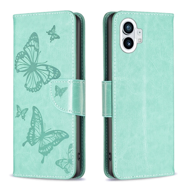 Two Butterflies Embossing Leather Phone Case, For Nothing Phone 1