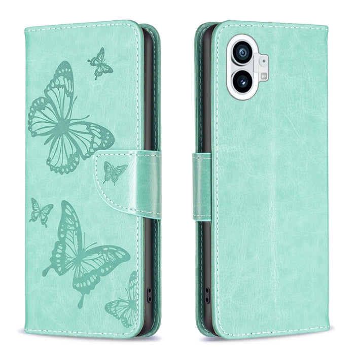 Two Butterflies Embossing Leather Phone Case, For Nothing Phone 1