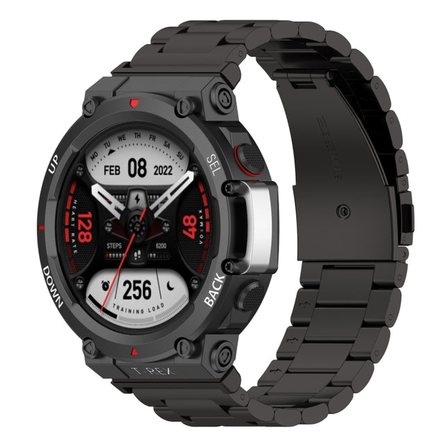 For Huami Amazfit T-Rex 2 Three Strains Steel Watch Band