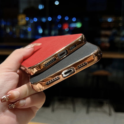 Genuine Leather Luolai Series Nano Electroplating Phone Case, For iPhone 14, For iPhone 14 Plus, For iPhone 14 Pro, For iPhone 14 Pro Max, For iPhone 13, For iPhone 13 Pro