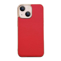 Genuine Leather Luolai Series Nano Electroplating Phone Case, For iPhone 14, For iPhone 14 Plus, For iPhone 14 Pro, For iPhone 14 Pro Max, For iPhone 13, For iPhone 13 Pro, For iPhone 13 Pro Max