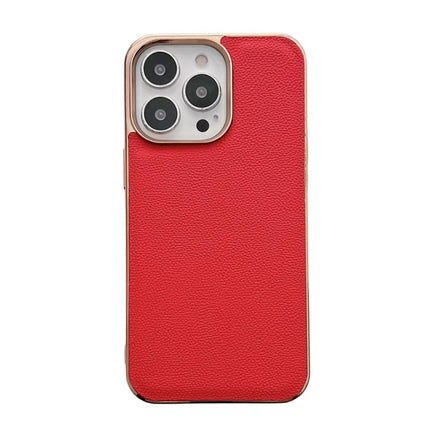 Genuine Leather Luolai Series Nano Electroplating Phone Case, For iPhone 14, For iPhone 14 Plus, For iPhone 14 Pro, For iPhone 14 Pro Max, For iPhone 13, For iPhone 13 Pro