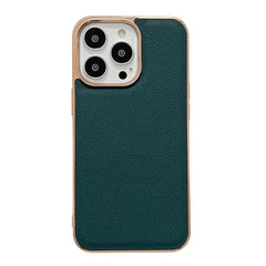 Genuine Leather Luolai Series Nano Electroplating Phone Case, For iPhone 14, For iPhone 14 Plus, For iPhone 14 Pro, For iPhone 14 Pro Max, For iPhone 13, For iPhone 13 Pro, For iPhone 13 Pro Max