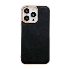 Genuine Leather Luolai Series Nano Electroplating Phone Case, For iPhone 14, For iPhone 14 Plus, For iPhone 14 Pro, For iPhone 14 Pro Max, For iPhone 13, For iPhone 13 Pro, For iPhone 13 Pro Max