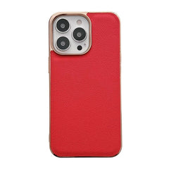 Genuine Leather Luolai Series Nano Electroplating Phone Case, For iPhone 14, For iPhone 14 Plus, For iPhone 14 Pro, For iPhone 14 Pro Max, For iPhone 13, For iPhone 13 Pro, For iPhone 13 Pro Max