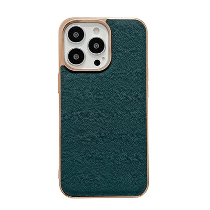Genuine Leather Luolai Series Nano Electroplating Phone Case, For iPhone 14, For iPhone 14 Plus, For iPhone 14 Pro, For iPhone 14 Pro Max, For iPhone 13, For iPhone 13 Pro