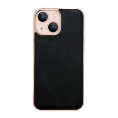 Genuine Leather Luolai Series Nano Electroplating Phone Case, For iPhone 14, For iPhone 14 Plus, For iPhone 14 Pro, For iPhone 14 Pro Max, For iPhone 13, For iPhone 13 Pro, For iPhone 13 Pro Max