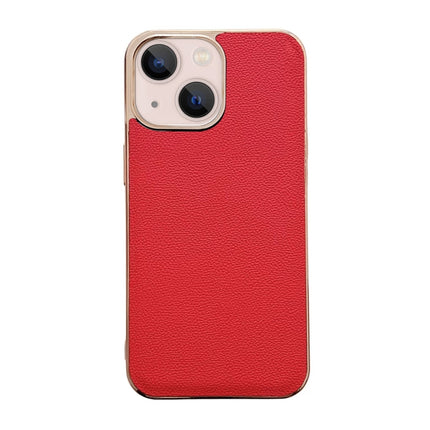 Genuine Leather Luolai Series Nano Electroplating Phone Case, For iPhone 14, For iPhone 14 Plus, For iPhone 14 Pro, For iPhone 14 Pro Max, For iPhone 13, For iPhone 13 Pro