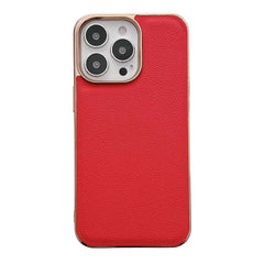 Genuine Leather Luolai Series Nano Electroplating Phone Case, For iPhone 14, For iPhone 14 Plus, For iPhone 14 Pro, For iPhone 14 Pro Max, For iPhone 13, For iPhone 13 Pro, For iPhone 13 Pro Max