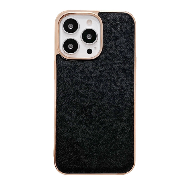 Genuine Leather Luolai Series Nano Electroplating Phone Case, For iPhone 13 Pro Max