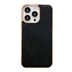 Genuine Leather Luolai Series Nano Electroplating Phone Case, For iPhone 14, For iPhone 14 Plus, For iPhone 14 Pro, For iPhone 14 Pro Max, For iPhone 13, For iPhone 13 Pro, For iPhone 13 Pro Max