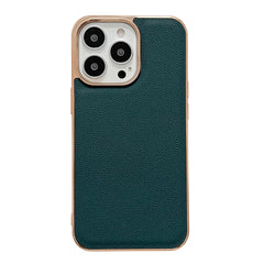 Genuine Leather Luolai Series Nano Electroplating Phone Case, For iPhone 14, For iPhone 14 Plus, For iPhone 14 Pro, For iPhone 14 Pro Max, For iPhone 13, For iPhone 13 Pro, For iPhone 13 Pro Max