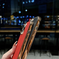 Genuine Leather Luolai Series Nano Electroplating Phone Case, For iPhone 13 Pro Max