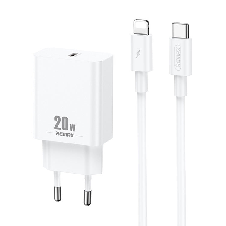 REMAX RP-U5 Extreme 2 Series 20W PD Charger + 1m USB-C / Type-C to 8 Pin Fast Charge Data Cable Set, CN Plug, EU Plug, US Plug