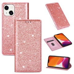 Ultrathin Glitter Magnetic Horizontal Flip Leather Case with Holder & Card Slots, For iPhone 14, For iPhone 14 Max, For iPhone 14 Pro, For iPhone 14 Pro Max