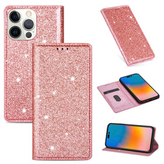 Ultrathin Glitter Magnetic Horizontal Flip Leather Case with Holder & Card Slots, For iPhone 14, For iPhone 14 Max, For iPhone 14 Pro, For iPhone 14 Pro Max