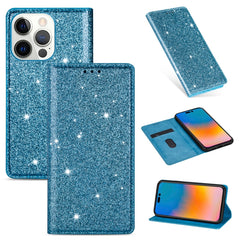 Ultrathin Glitter Magnetic Horizontal Flip Leather Case with Holder & Card Slots, For iPhone 14, For iPhone 14 Max, For iPhone 14 Pro, For iPhone 14 Pro Max