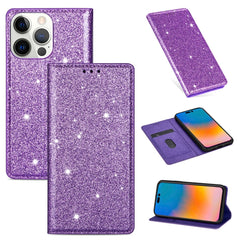 Ultrathin Glitter Magnetic Horizontal Flip Leather Case with Holder & Card Slots, For iPhone 14, For iPhone 14 Max, For iPhone 14 Pro, For iPhone 14 Pro Max