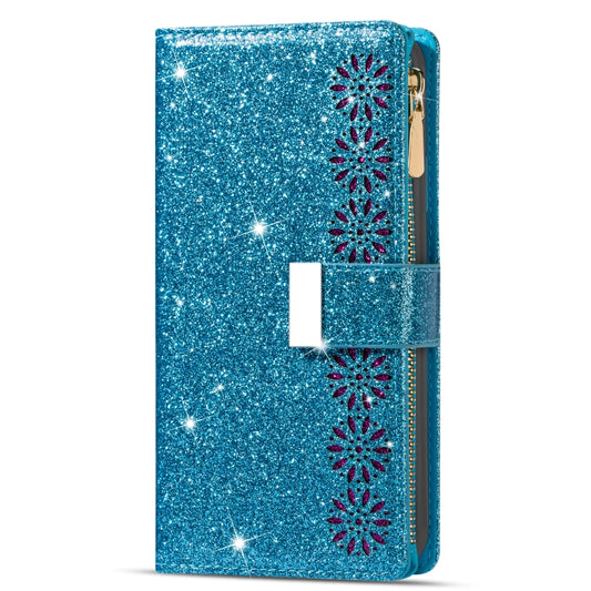 Multi-card Slots Laser Carving Glitter Zipper Leather Case, For iPhone 14, For iPhone 14 Max, For iPhone 14 Pro, For iPhone 14 Pro Max, For Samsung Galaxy Z Fold 4