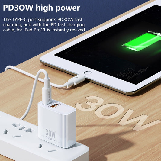 REMAX RP-U82 30W USB+USB-C/Type-C Dual Interface Fast Charger, CN Plug, EU Plug, UK Plug, US Plug