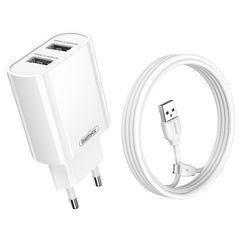 REMAX RP-U35 Jane Series 2.1A Dual USB Port Fast Charger Set, 8 Pin, Micro USB, USB-C/Type-C