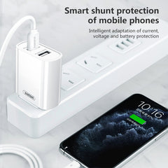 REMAX RP-U35 Jane Series 2.1A Dual USB Port Fast Charger Set, 8 Pin, Micro USB, USB-C/Type-C