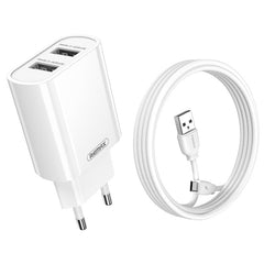 REMAX RP-U35 Jane Series 2.1A Dual USB Port Fast Charger Set, 8 Pin, Micro USB, USB-C/Type-C