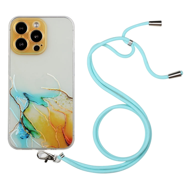 Hollow Marble Pattern TPU Shockproof Protective Case with Neck Strap Rope, For iPhone 14, For iPhone 14 Plus, For iPhone 14 Pro, For iPhone 14 Pro Max, For iPhone 14 Max