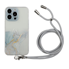 Hollow Marble Pattern TPU Shockproof Protective Case with Neck Strap Rope, For iPhone 14, For iPhone 14 Plus, For iPhone 14 Pro, For iPhone 14 Pro Max, For iPhone 14 Max