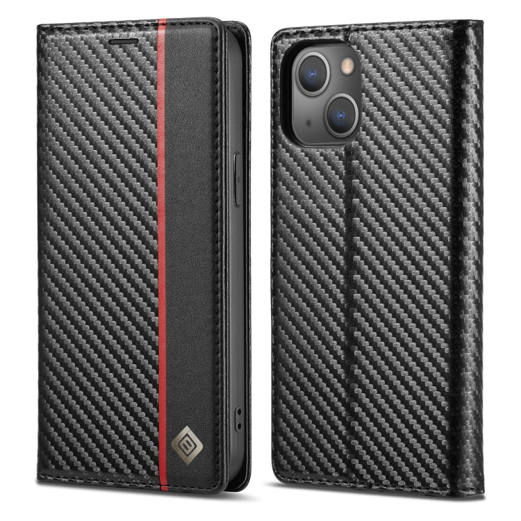 LC.IMEEKE Carbon Fiber PU + TPU Leather Case, For iPhone 14, For iPhone 14 Plus, For iPhone 14 Pro, For iPhone 14 Pro Max