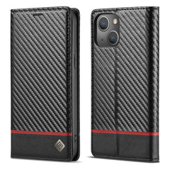 LC.IMEEKE Carbon Fiber PU + TPU Leather Case, For iPhone 14, For iPhone 14 Plus, For iPhone 14 Pro, For iPhone 14 Pro Max