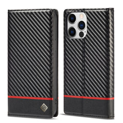 LC.IMEEKE Carbon Fiber PU + TPU Leather Case, For iPhone 14, For iPhone 14 Plus, For iPhone 14 Pro, For iPhone 14 Pro Max