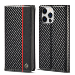 LC.IMEEKE Carbon Fiber PU + TPU Leather Case, For iPhone 14, For iPhone 14 Plus, For iPhone 14 Pro, For iPhone 14 Pro Max