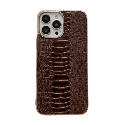 Genuine Leather Pinshang Series Nano Electroplating Phone Case, For iPhone 13 Pro Max