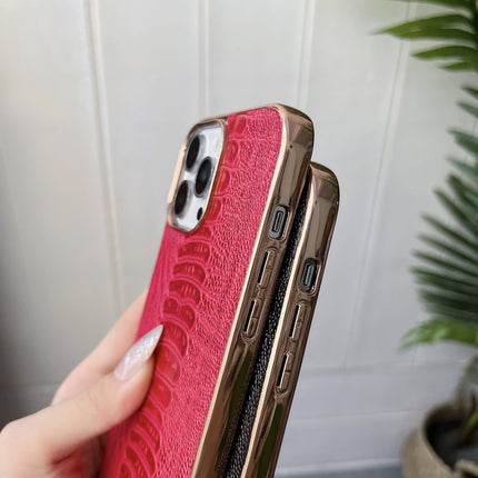 Genuine Leather Pinshang Series Nano Electroplating Phone Case, For iPhone 13 Pro Max