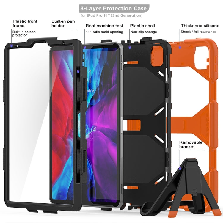 For iPad Pro 11 inch (2020) Shockproof Colorful Silicon + PC Protective Case with Holder & Shoulder Strap & Hand Strap & Pen Slot, For iPad Pro 11 inch (2020)