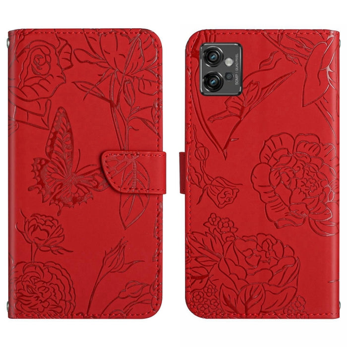 HT03 Skin Feel Butterfly Embossed Flip Leather Phone Case, For Motorola Moto G32, For Nothing Phone 1, For OPPO A57 4G/A77 4G/Realme Narzo 50 5G/Realme V23, For Xiaomi Poco C40