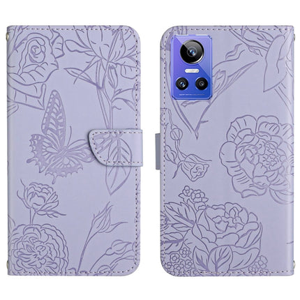 HT03 Skin Feel Butterfly Embossed Flip Leather Phone Case, For Realme GT Neo2, For Honor 70, For Realme GT Neo 3
