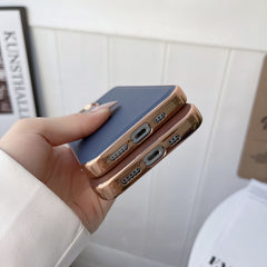 Genuine Leather Xiaoya Series Nano Electroplating Phone Case, For iPhone 14, For iPhone 14 Plus, For iPhone 14 Pro, For iPhone 14 Pro Max, For iPhone 13, For iPhone 13 Pro, For iPhone 13 Pro Max